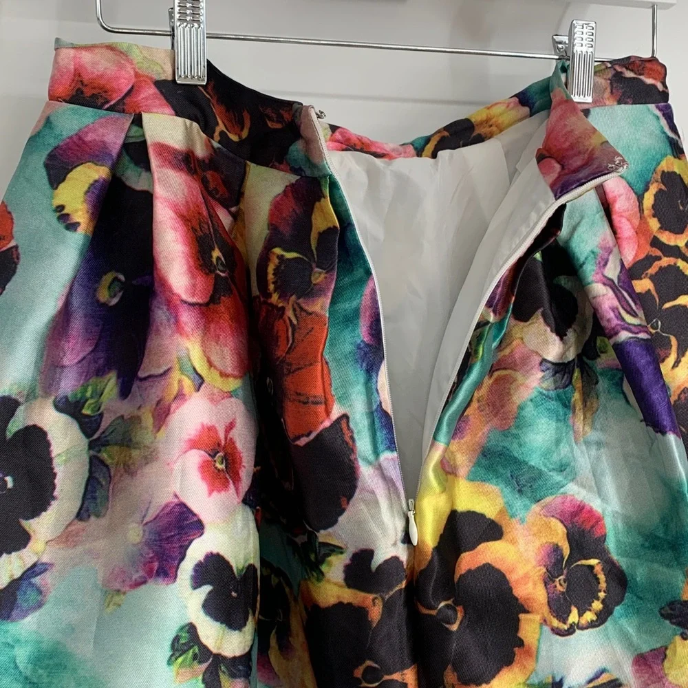 Sz L San Joy Women's spring Floral Print Skirt Hand Washable USED 🌸💐So Pretty!🌼🌺 - Picture 12 of 17